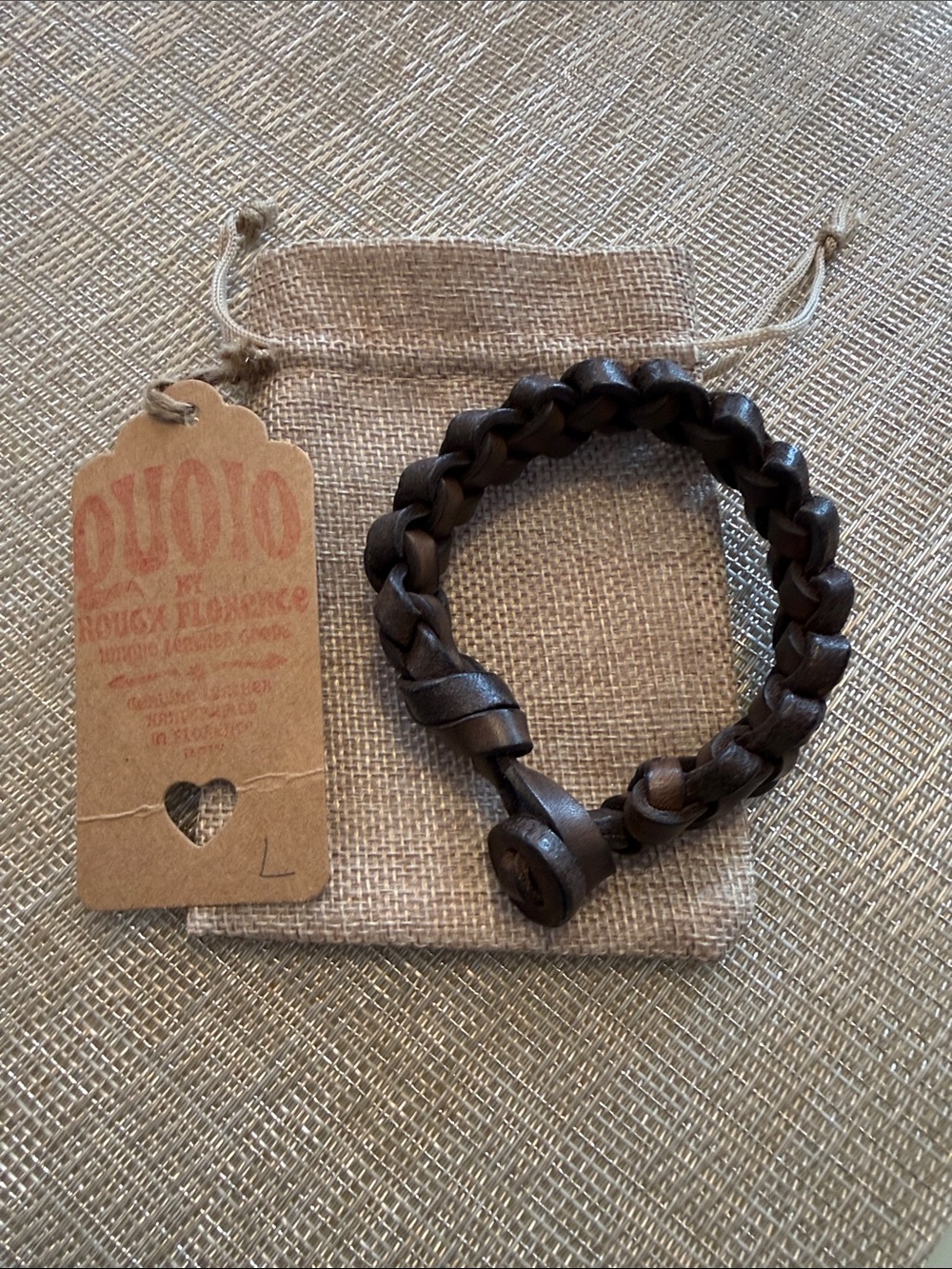 Men’s Braided Leather Button-Closure Bracelet - Dark Brown Florence Italy